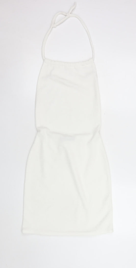 PrettyLittleThing Womens White Halter Bodycon Dress Size 12