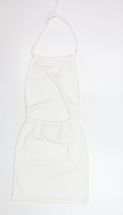 PrettyLittleThing Womens White Halter Bodycon Dress Size 12