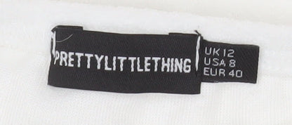 PrettyLittleThing Womens White Halter Bodycon Dress Size 12