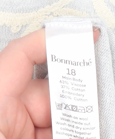 Womens UK Size 18 Bonmarché Grey Basic T-Shirt