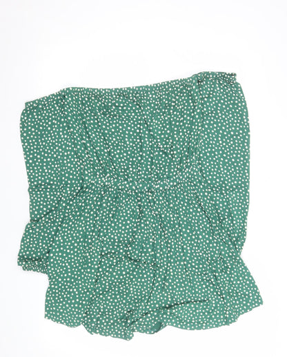ASOS Women’s Green Polka Dot Off Shoulder Skater Dress Size 10