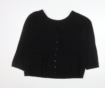 Joules Womens Black V-Neck Button Cardigan Size 18