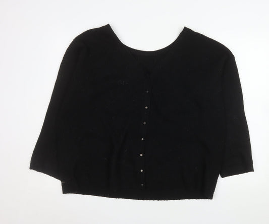 Joules Womens Black V-Neck Button Cardigan Size 18