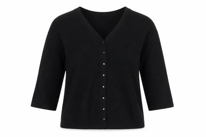 Joules Womens Black V-Neck Button Cardigan Size 18