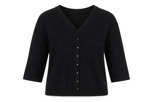 Joules Womens Black V-Neck Button Cardigan Size 18