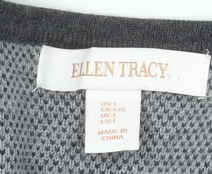 Ellen Tracy Women's Grey Long Sleeve Open Knit Cardigan Size L