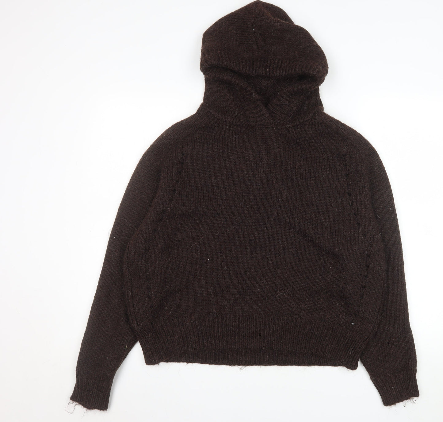 Marks and Spencer Womens Brown Hooded Alpaca Blend Knit Jumper M