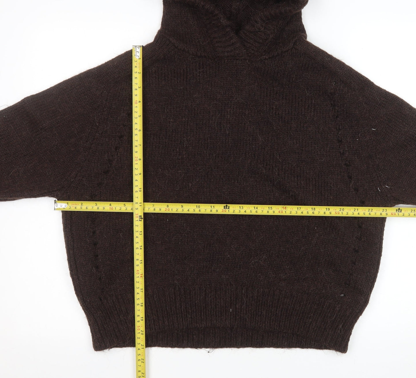Marks and Spencer Womens Brown Hooded Alpaca Blend Knit Jumper M
