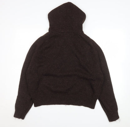 Marks and Spencer Womens Brown Hooded Alpaca Blend Knit Jumper M
