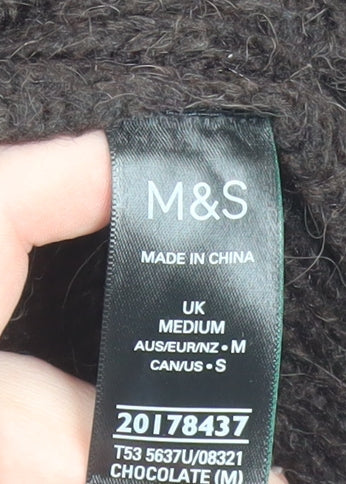 Marks and Spencer Womens Brown Hooded Alpaca Blend Knit Jumper M