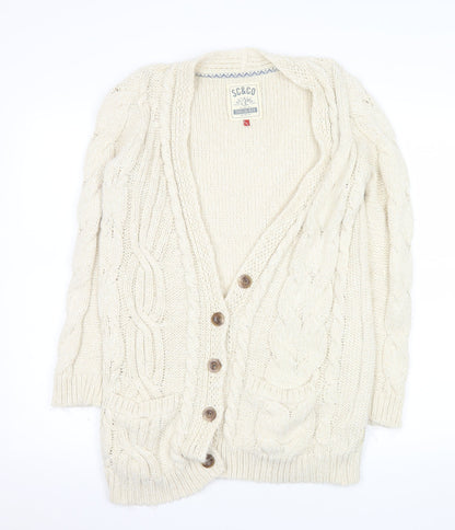 SoulCal & Co Women Ivory Cable Knit Button Cardigan Size 6