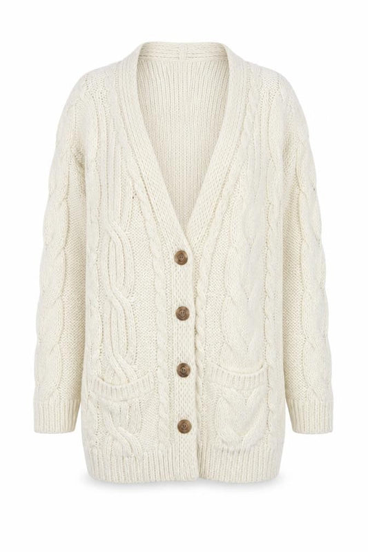SoulCal & Co Women Ivory Cable Knit Button Cardigan Size 6
