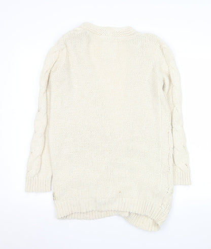 SoulCal & Co Women Ivory Cable Knit Button Cardigan Size 6