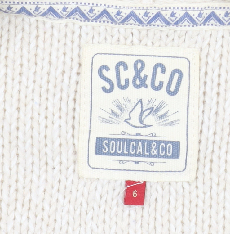 SoulCal & Co Women Ivory Cable Knit Button Cardigan Size 6