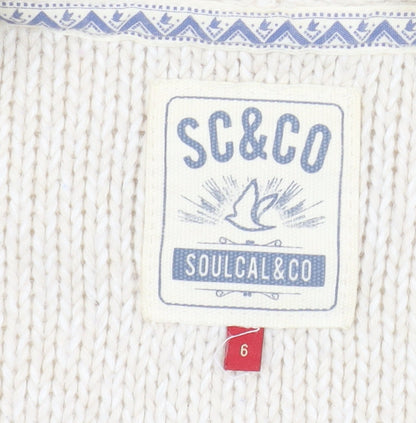 SoulCal & Co Women Ivory Cable Knit Button Cardigan Size 6