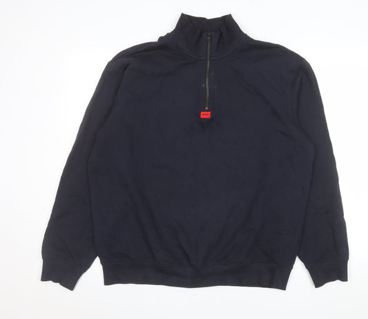 Mens UK Size M HUGO Blue Pullover Sweatshirt