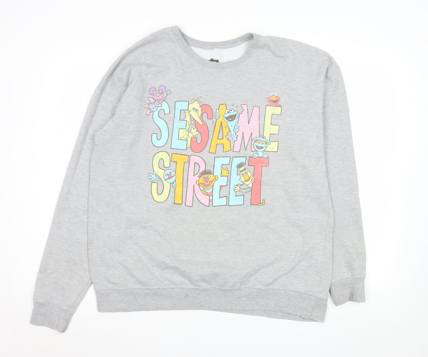Mens UK Size L Sesame Street Grey Pullover Sweatshirt