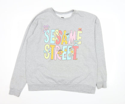 Mens UK Size L Sesame Street Grey Pullover Sweatshirt