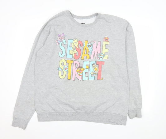 Mens UK Size L Sesame Street Grey Pullover Sweatshirt