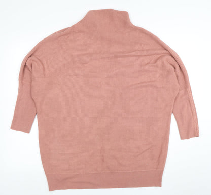 Next Women Pink Roll Neck Relaxed Knit Jumper L