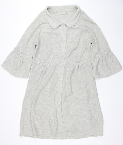 Wallis Women’s Grey Collared Button Knit Cardigan L