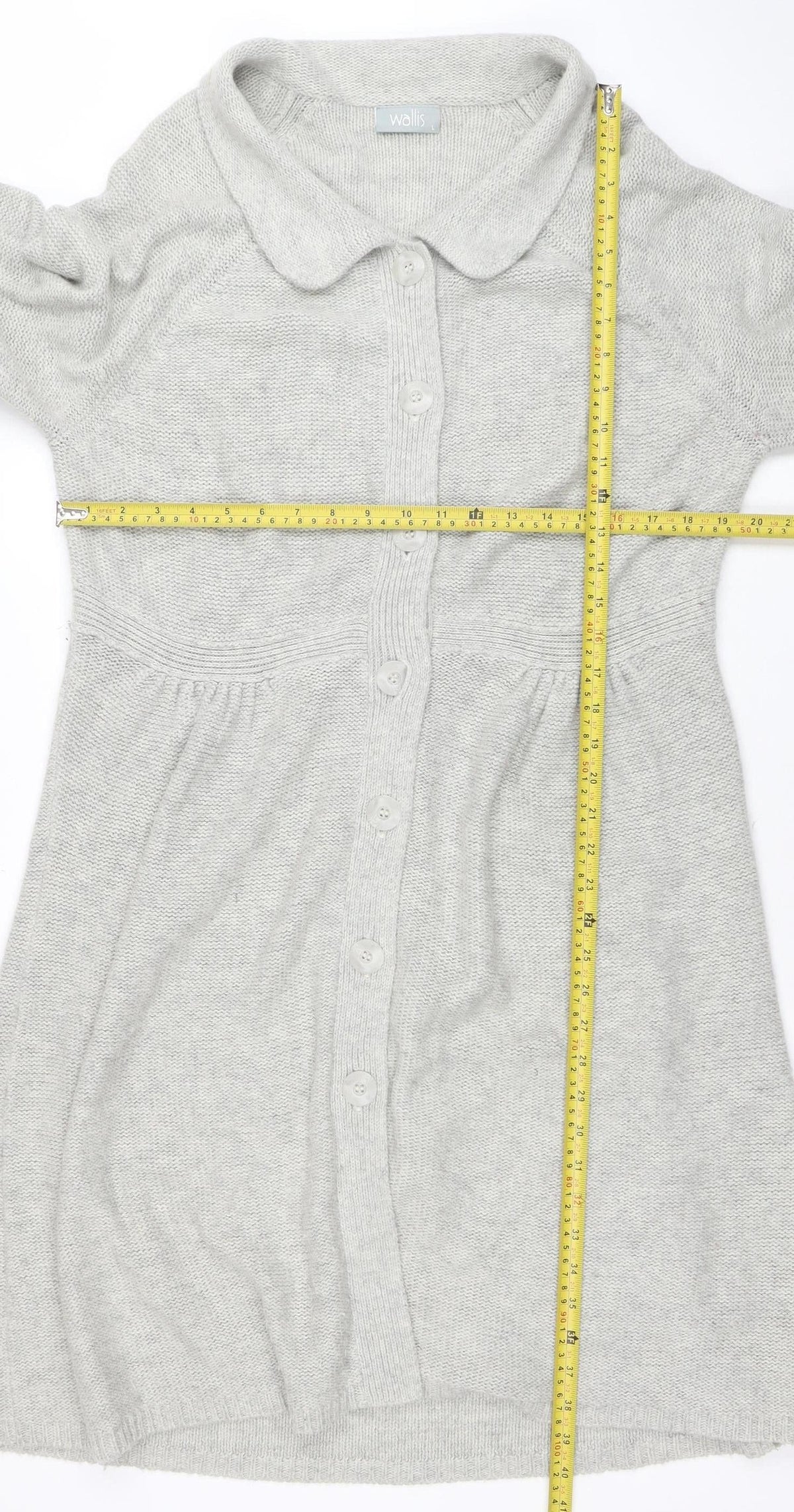 Wallis Women’s Grey Collared Button Knit Cardigan L