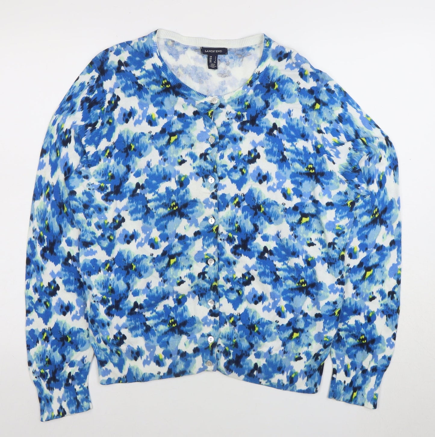 Womens UK Size XL Lands' End Blue Cardigan Jumper