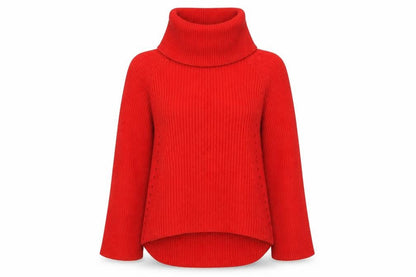 Phase Eight Women's Red Roll Neck Chunky Knit Long Sleeve Jumper Size M