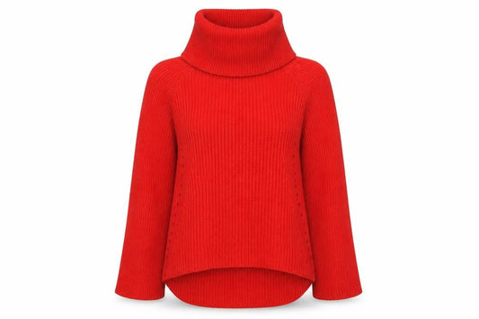 Phase Eight Women's Red Roll Neck Chunky Knit Long Sleeve Jumper Size M