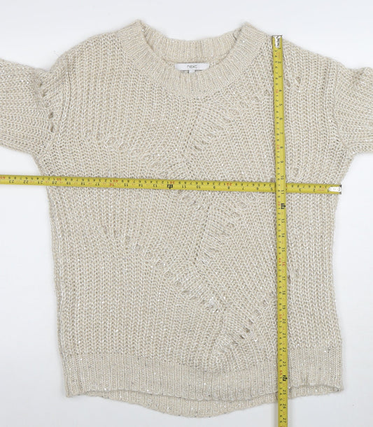Next Women Ivory Chunky-Knit Crew Neck Jumper Size M