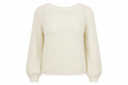 Next Women Ivory Cable-Knit Wool Blend Crew Neck Jumper Size S