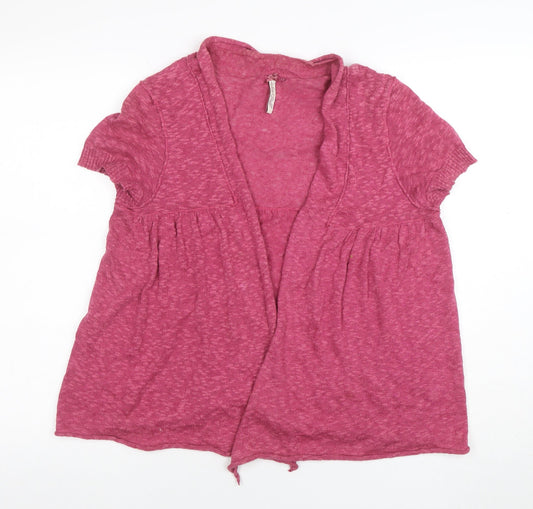 White Stuff Women’s Pink Linen Cotton Short Sleeve Cardigan Size 12