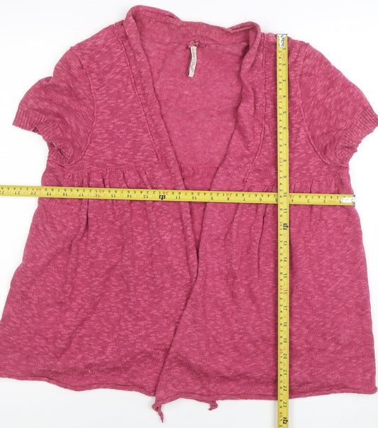 White Stuff Women’s Pink Linen Cotton Short Sleeve Cardigan Size 12