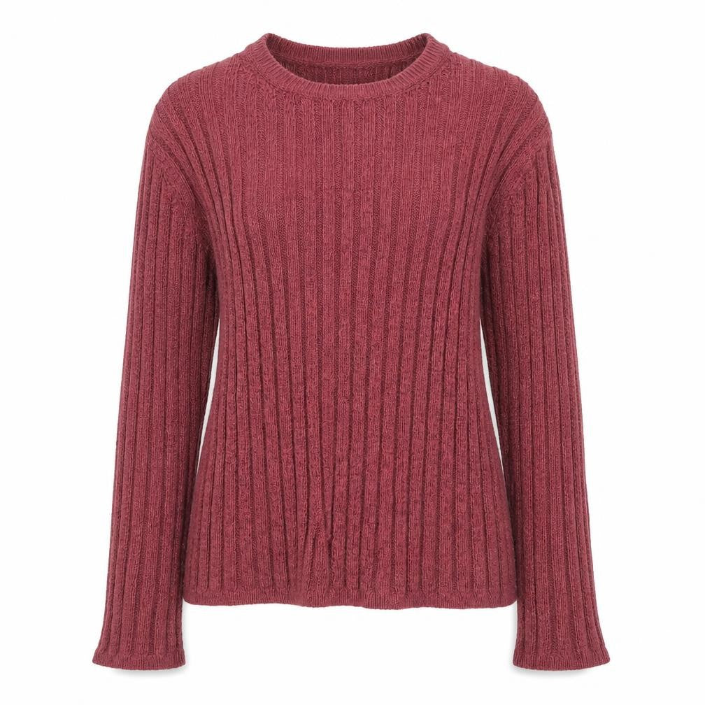 Marks and Spencer Women Purple L Rib Knit Crew Neck Jumper