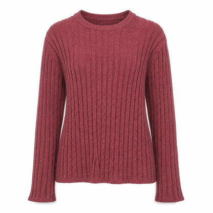 Marks and Spencer Women Purple L Rib Knit Crew Neck Jumper