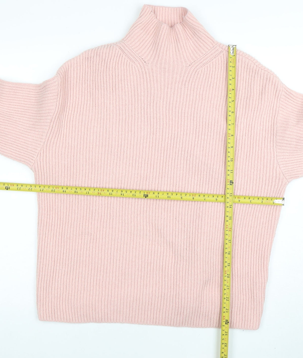 H&M Women's Pink Mock Neck Ribbed Knit Pullover Jumper M