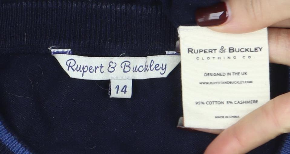 Womens UK Size 14 Rupert & Buckley Blue Pullover Jumper