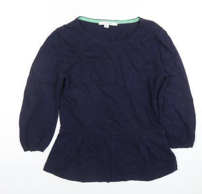 Boden Women's Blue Long Sleeve Tunic Blouse Size 4 Cotton Cashmere Blend