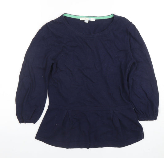 Boden Women's Blue Long Sleeve Tunic Blouse Size 4 Cotton Cashmere Blend