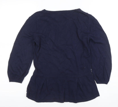 Boden Women's Blue Long Sleeve Tunic Blouse Size 4 Cotton Cashmere Blend