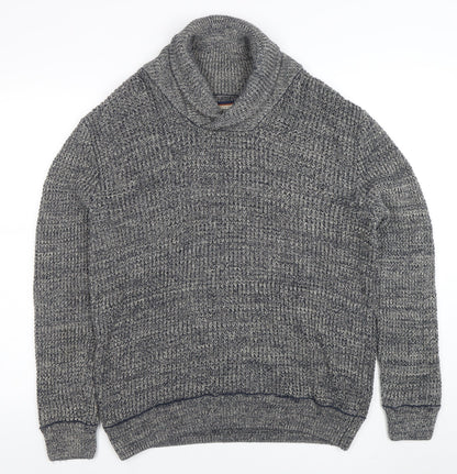 Mantaray Men's Grey Roll Neck Chunky Knit Cotton Jumper Medium