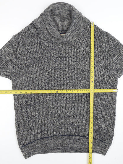 Mantaray Men's Grey Roll Neck Chunky Knit Cotton Jumper Medium
