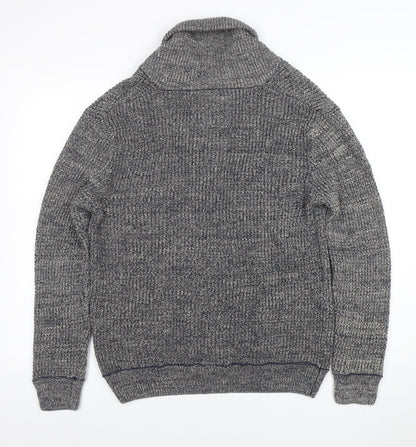 Mantaray Men's Grey Roll Neck Chunky Knit Cotton Jumper Medium
