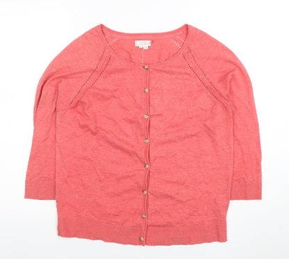Womens UK Size 14 Fat Face Pink Cardigan Jumper