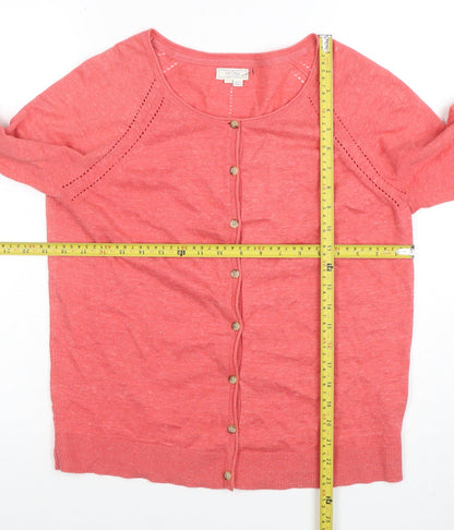 Womens UK Size 14 Fat Face Pink Cardigan Jumper