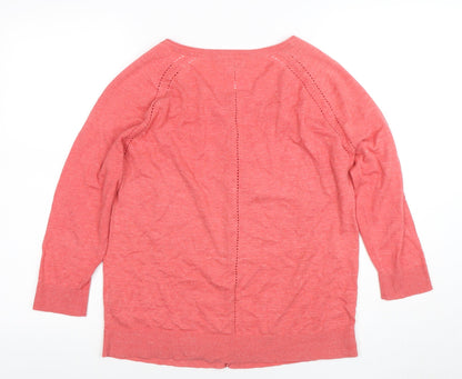 Womens UK Size 14 Fat Face Pink Cardigan Jumper