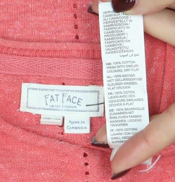 Womens UK Size 14 Fat Face Pink Cardigan Jumper