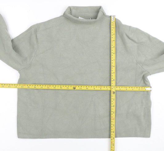 & Other Stories Women Green Mock Neck Knit Long Sleeve Top S