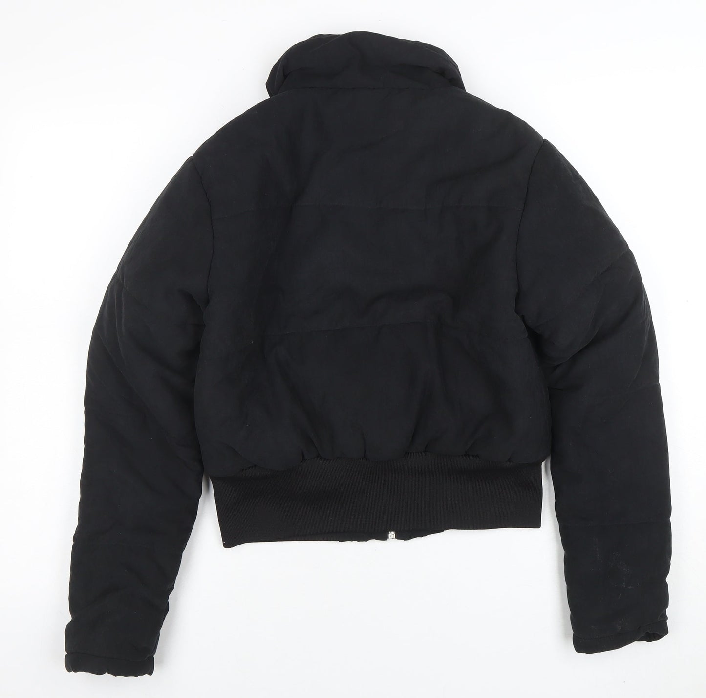 PrettyLittleThing Womens Black Cropped Puffer Jacket Size 6