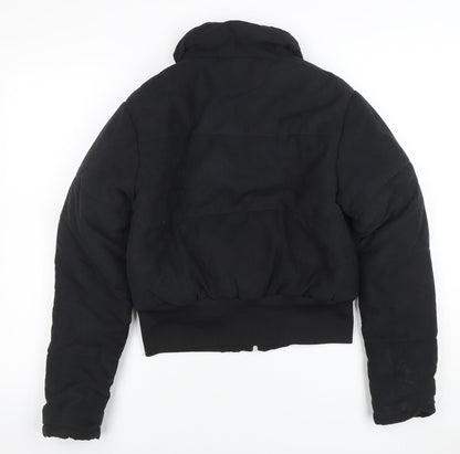PrettyLittleThing Womens Black Cropped Puffer Jacket Size 6